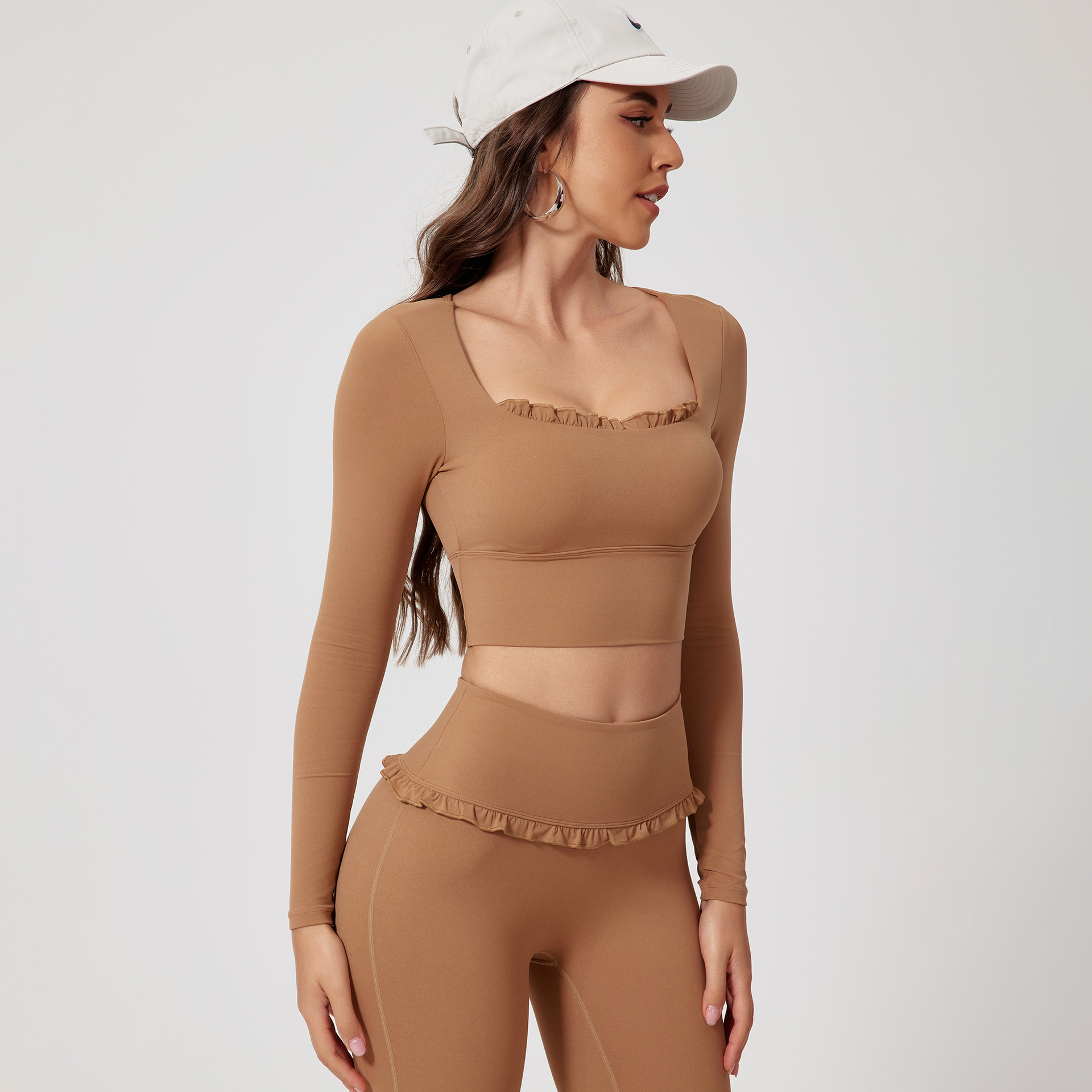 2026 Gym Clothe Set Women Athletic Quick-Dry Long Sleeve Top Fitness & Running Durable Shirt With Chest Pads High-Waisted Yoga Pants For Workout Comfo