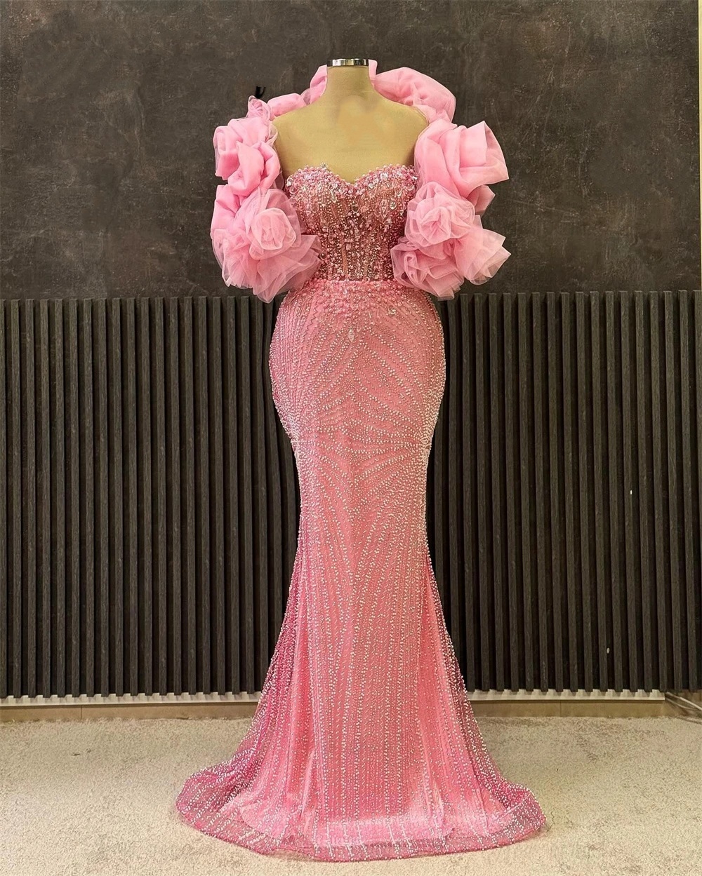 Gorgeous Evening Dresses Beaded Crystal Jacket Gown Sweetheart Neck Sleeveless Floor Length Dress Evening Party Customized Dress