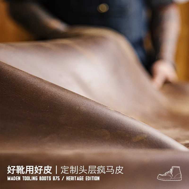 875 Vintage Ankle Boots Genuine Crazy Horse Leather Round Toe Durable High-Top Lace-Up Boots for Winter Fall Work Shoes W250811