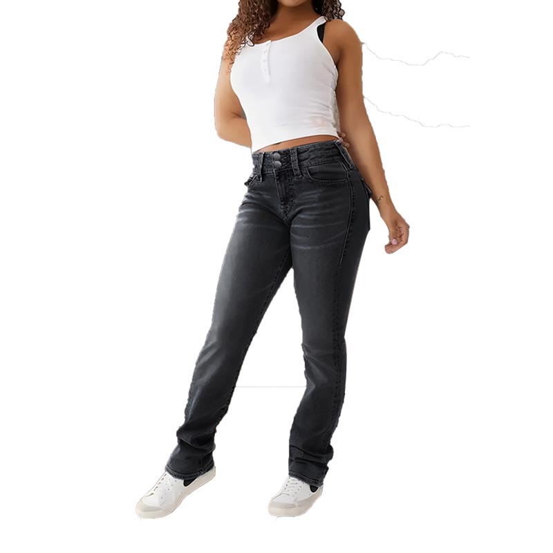 Women's Jeans Elegant High-Rise Jeanwear Featuring Reinforced Belt Loops Durable Stretch Fabric Ideal For Everyday Wear by Ladies
