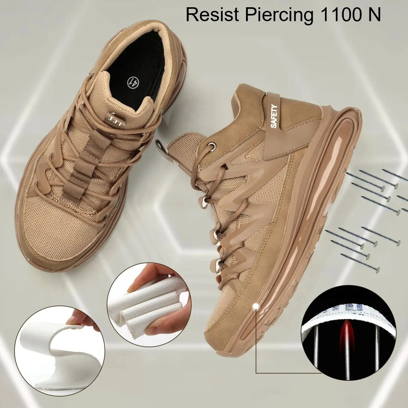 Mens Steel-Toe Safety Shoes Anti-Crush Puncture-Resistant Breathable Soft Upper Fashionable Outdoor Work Boots for Workshop 250805