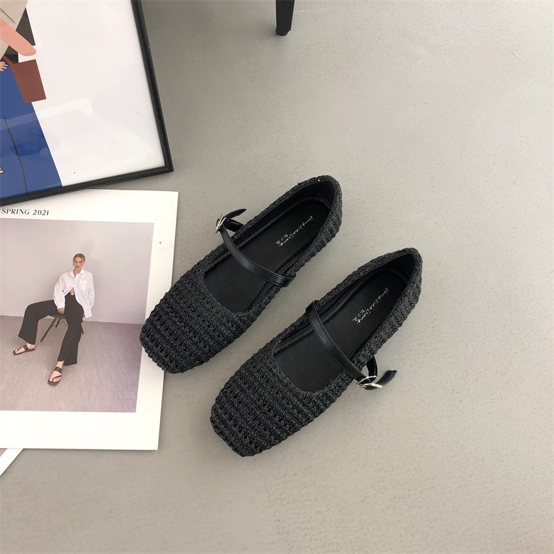 designer shoes Spring Summer New Vintage Mary Jane Square Toe Flat Shoes French Style Single Shoes luxury shoes Ballet Flat Nude shoes