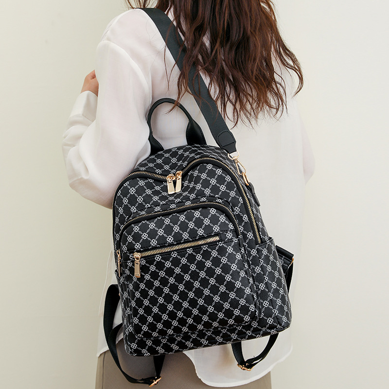 Backpack fashion female new backpack retro printed letters large capacity travel three backpack women 2025s hot