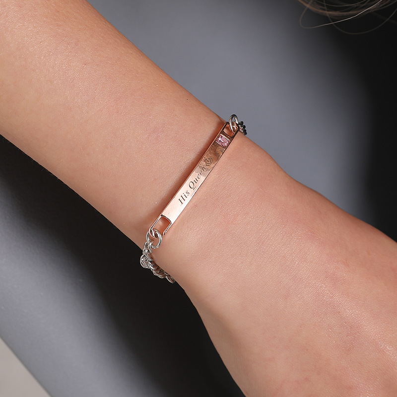 Engraved Trendy Fashion Simple Crown Couple Bracelet