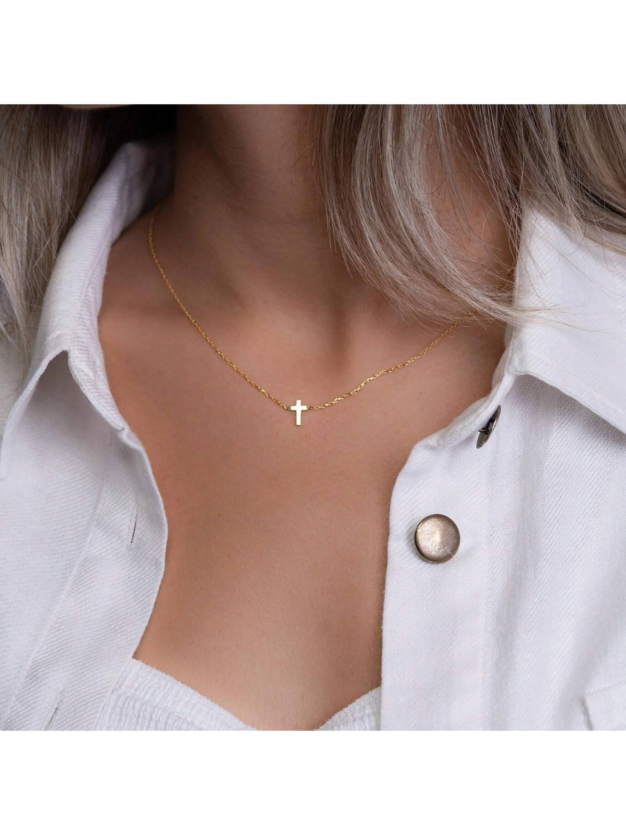 1pc Exquisite Fashion Cross Pendant Necklace Suitable For Women's Daily Wear Jewelry for Women