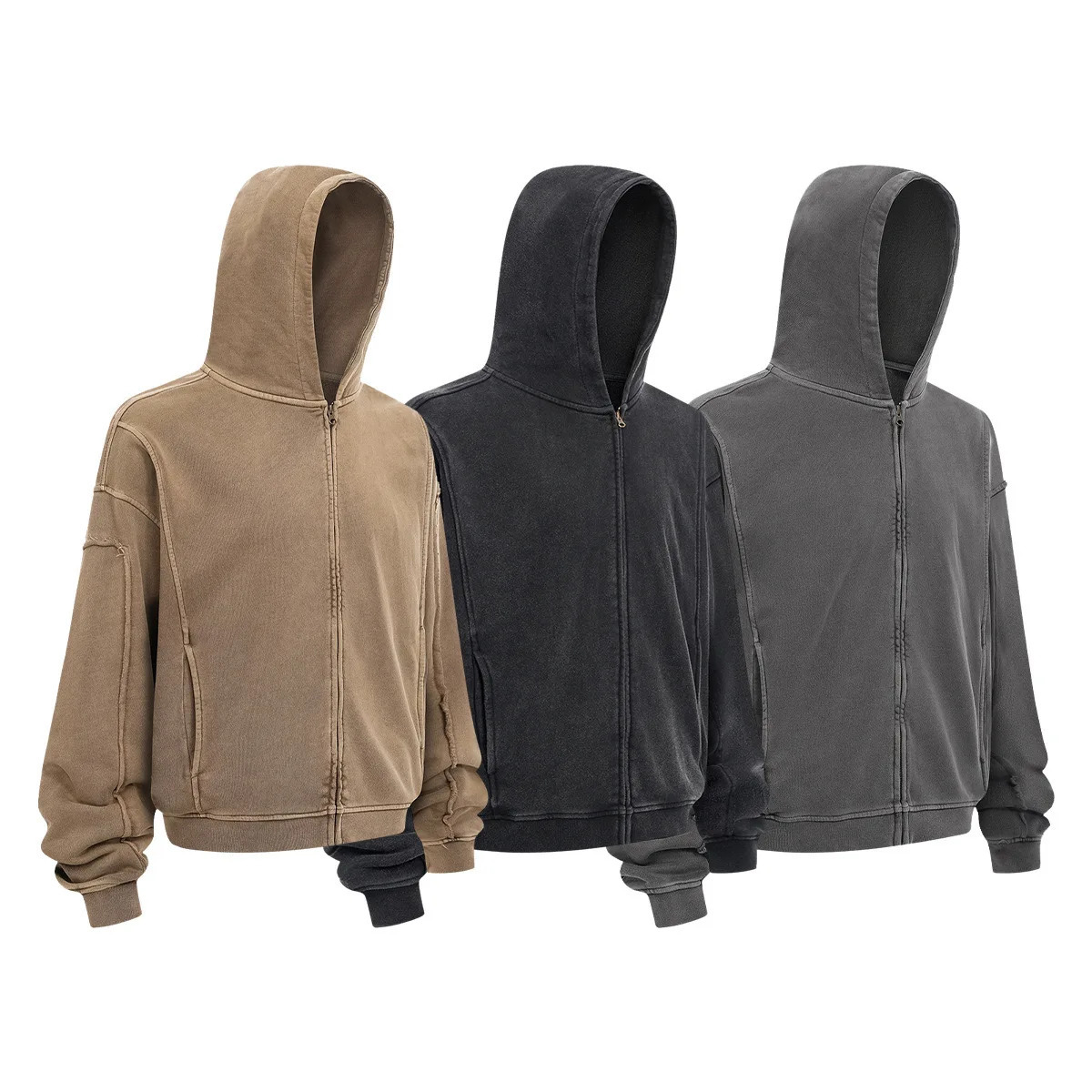 distressed zipper cardigan sweatshirt 250811