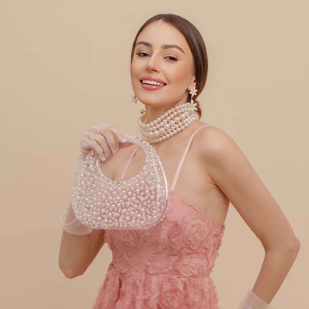 New Transparent Fashion Trend Handheld Acrylic Pearl Simple Evening Clutch Bag for Women