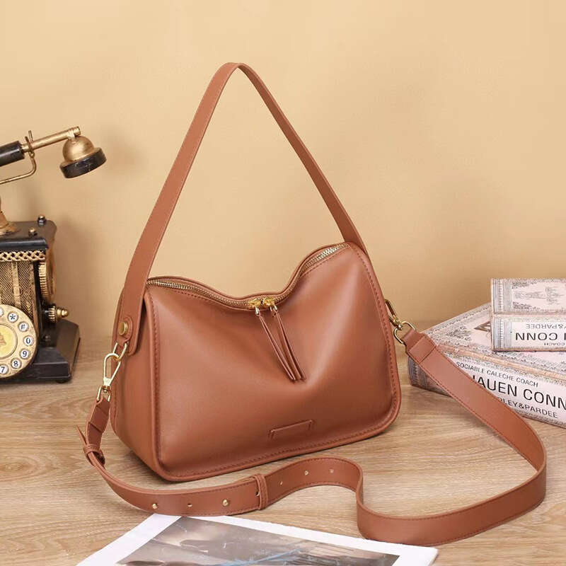 DHessentials 2025 Korean Style Leather Shoulder Bag - Spacious Crossbody Purse for Women, Genuine Cowhide Underarm Bag (450g)