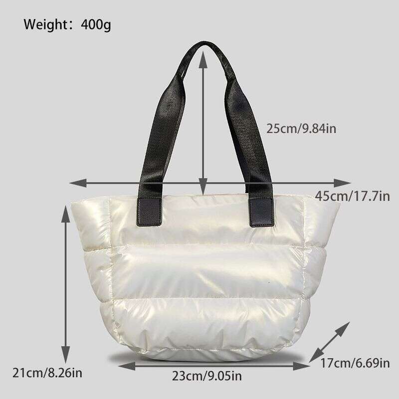 designer leisure Bags Soft Filled Down Women's Large Capacity Lightweight Space Cotton Shoulder Messenger Bag Simple Handbag