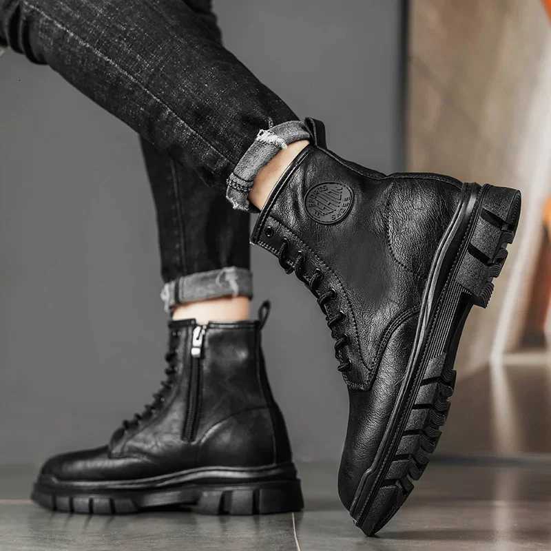 Trendy Mens Boots High Top Work Boots for Men Casual Shoes Punk Style Motorcycle Ankle Boots High Quality Winter Boots W250811