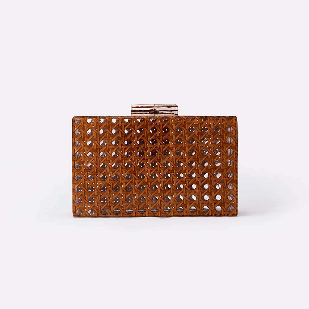 2023 Evening Rattan Woven Trendy Acrylic Single Shoulder Chain Bag for Women