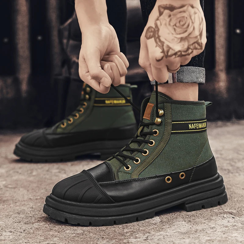 Canvas Shoes Men summer High top labor protection wear resistant boots Breathable work site work boots 250805