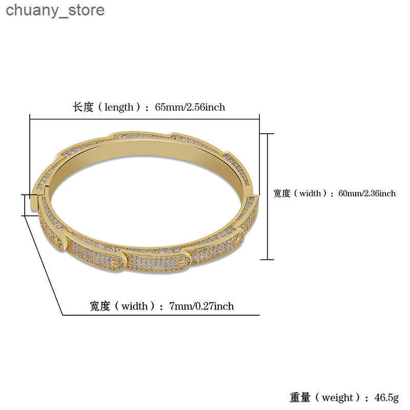 18K Gold and White Gold Plated CZ Cublic Zirconia Mens Hip Hop Iced Out Bangle s Gold and Diamond Hot Wheels Bangle Gifts for Guys L250811