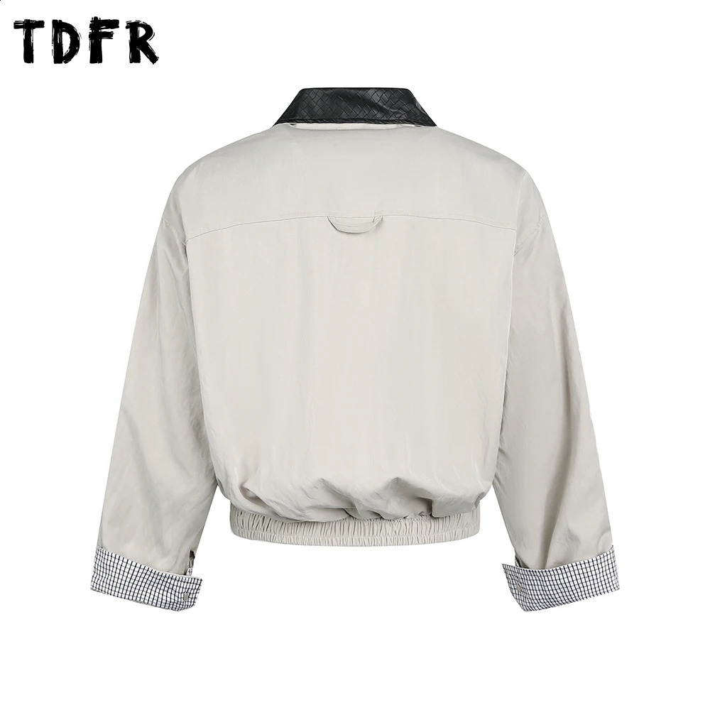 Patchwork Cargo Jacket Mens Autumn Retro Casual Loose Autumn Spliced Lapel Long Sleeve Outerwear Man 250804