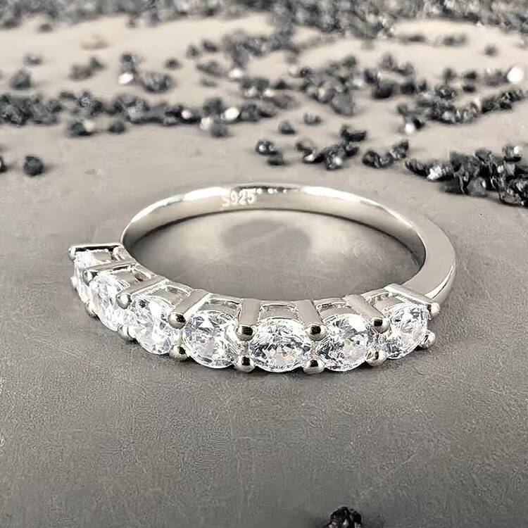 Wholesale GRA 925 Sterling Fine Jewelry Rhodium Plated VVS Moissanite Hot Stackable Ring for Women Wedding Korean Style