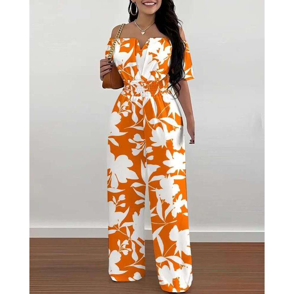 Women's Printed Off-The-Shoulder And Waist Romper