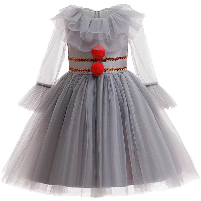 2025 Girl New Gray Clown Dress Up Childrens Witch Costume Halloween Costumes Cosplay Costume Children Performance Clothes W250811