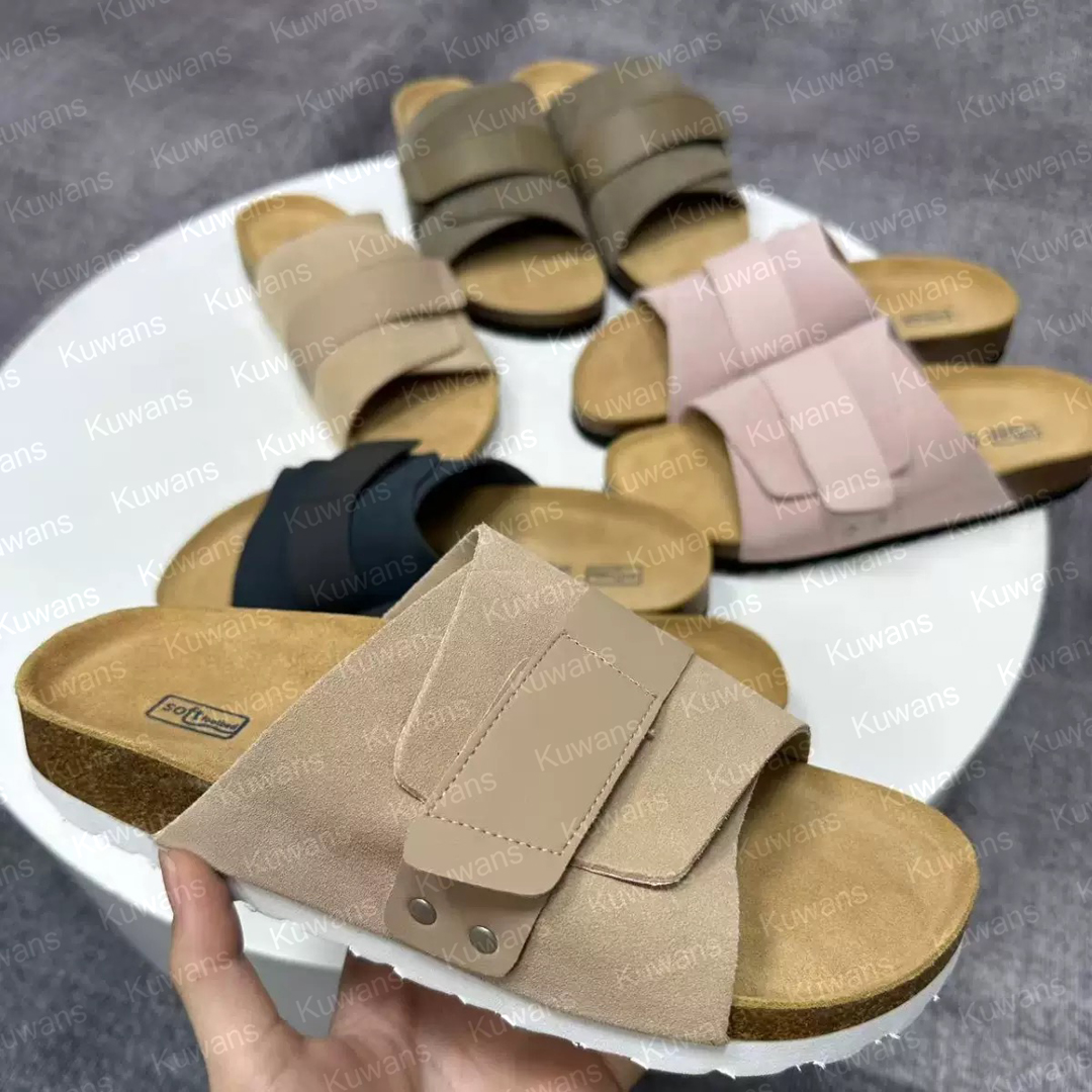 Designer Kyoto slippers Suede Sandals Slides Clog Slipper Flat High Quality Fashion Summer Genuine Leather Beach Casual Shoes Women Men Size 35-46