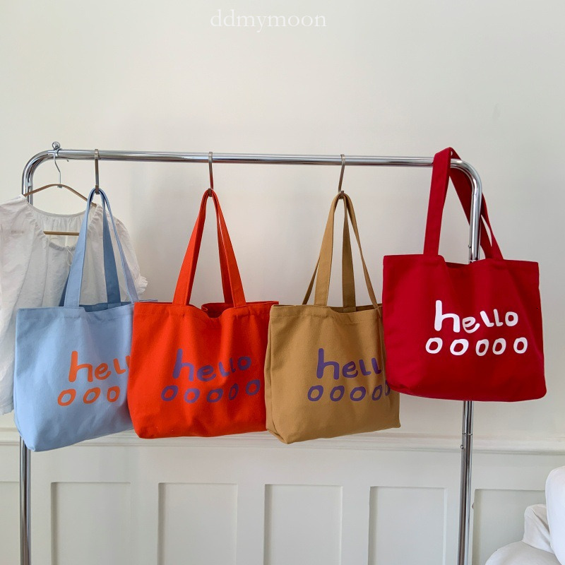 Creative Letter Print Tote Casual Large Capacity Handbag Shoulder Versatile Open Canvas Shopping Bag ddmymoon