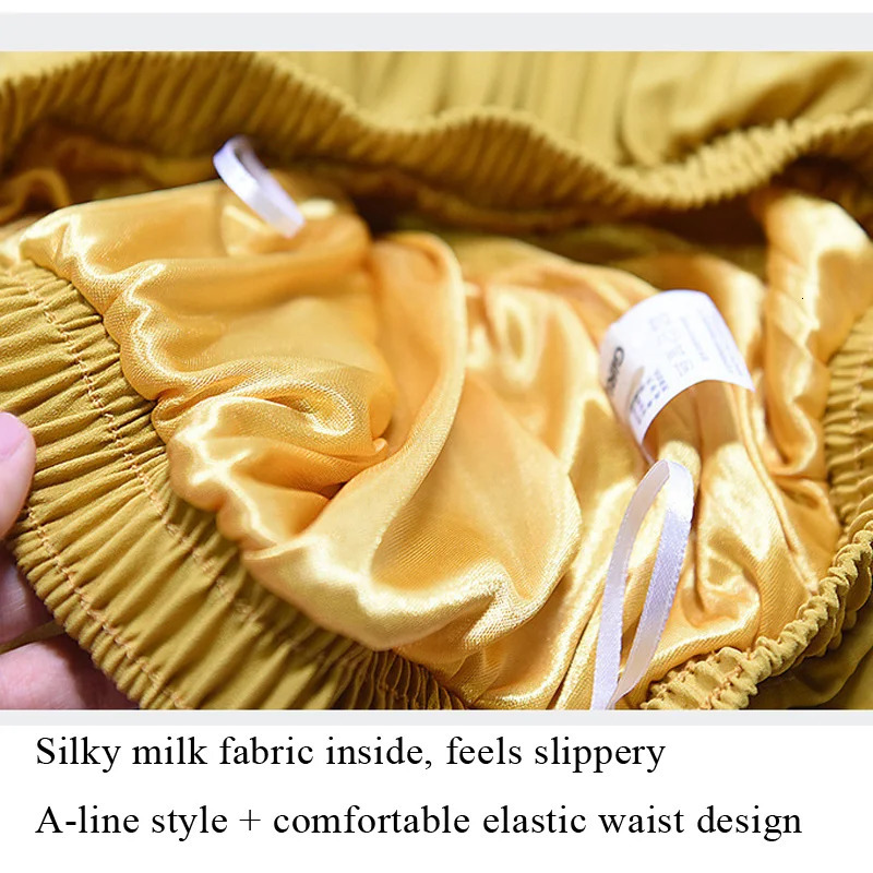 Vintage Pleated Midi Long Skirt For Women Korean Fashion Casual High Waist Chiffon Skirts Jupe Faldas 18 Color Autumn SK397 250811