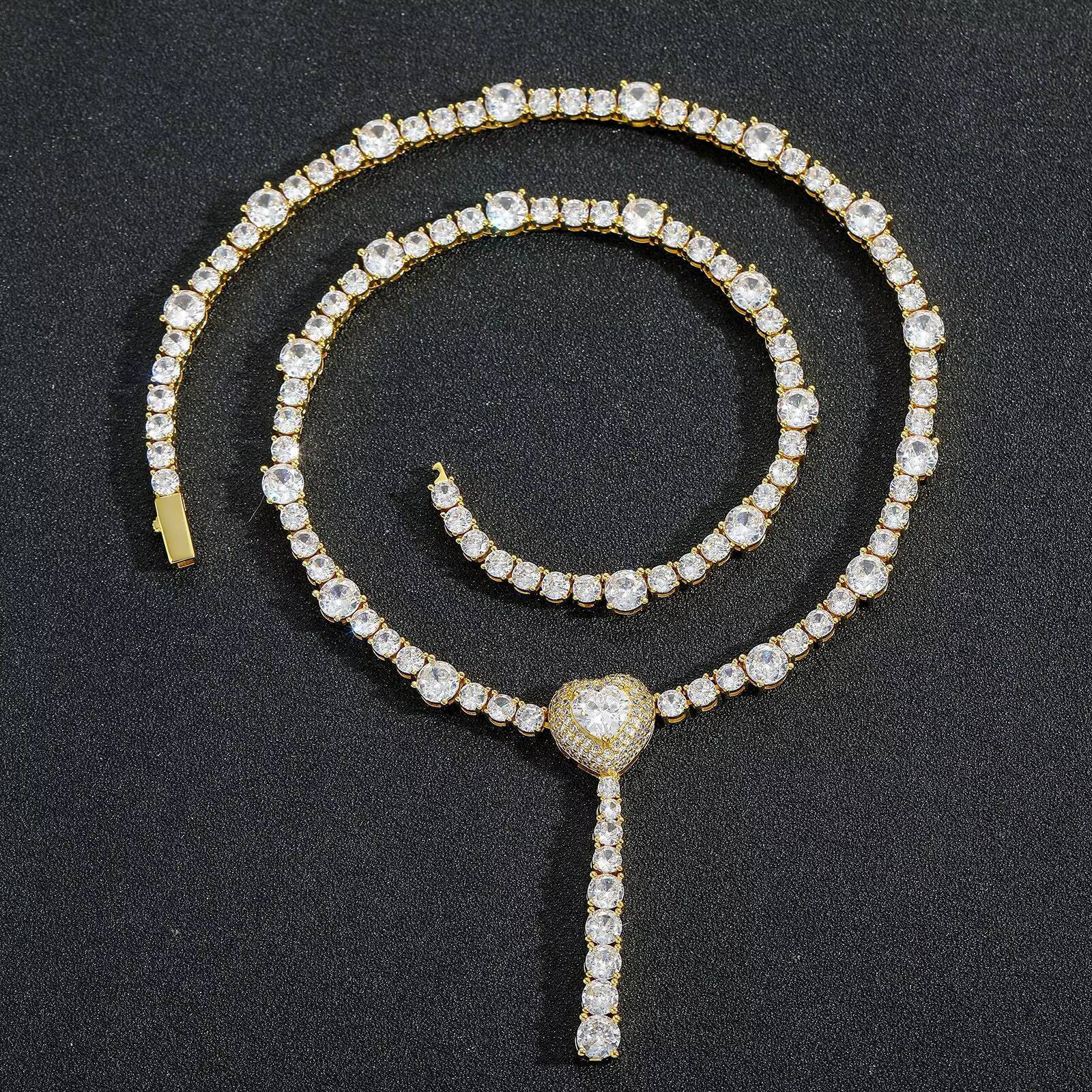 2025 high-quality best-selling tennis necklace; four-leaf clover lucky 925 silver diamond tennis necklace; hip-hop necklace jewelry