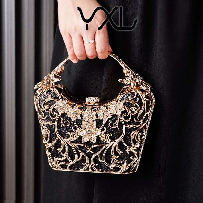 Women's Bags spot black evening high end hollow party clutch shiny banquet bag source factory direct sales