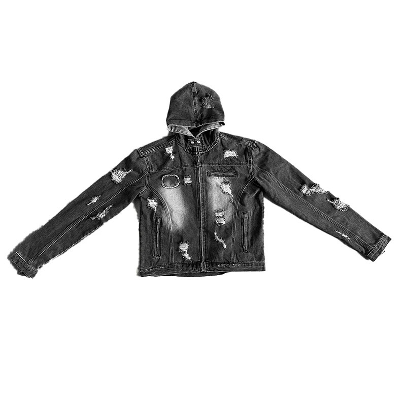 NIGO Mens Retro Old Fashion Denim Jacket Zip Destruction High Street Trend Hiphop #NGTOP11968 250811