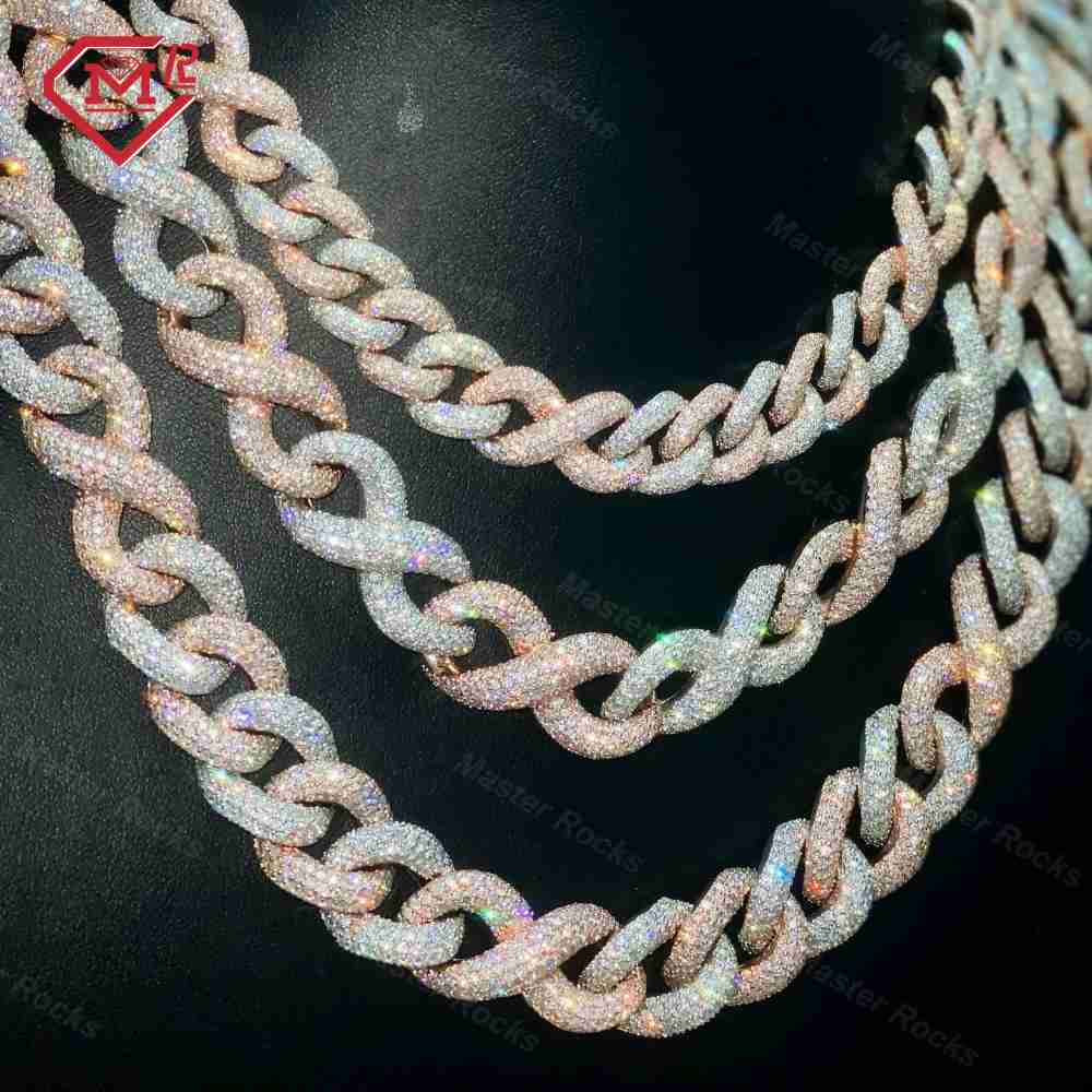 Luxury Infinity Cuban Link Chain 2 Tone Custom Moissanite Diamond Jewelry Vvs Moissanite Cuban Chain