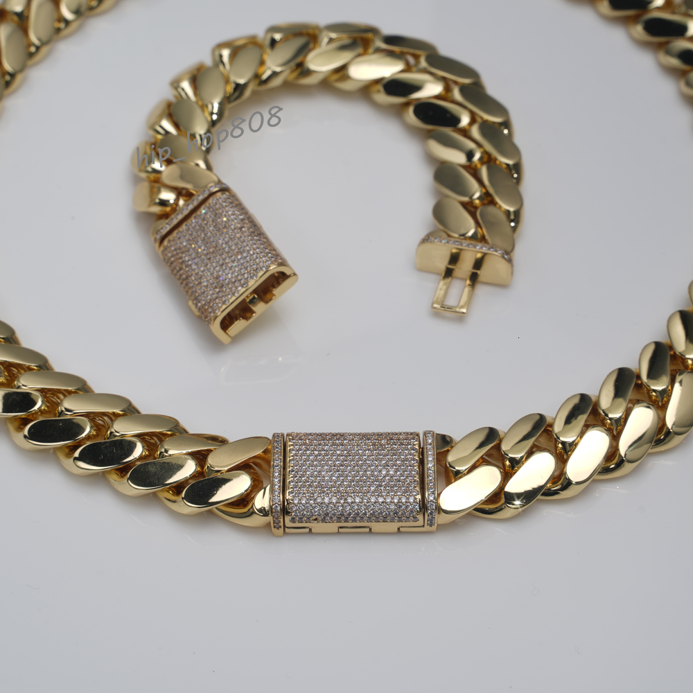 Wholesale Hiphop Miami Cuban Chain Men Necklace 10k 14k Gold Cuban Link Chain Fashion Jewelry Necklaces