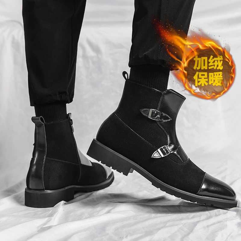 High Quality Men Perform Show Leather Boots Men Basic Locomotive Boots Black Punk Rock Shoes Mens Tall Boots Size 38-46 New2023 W250811