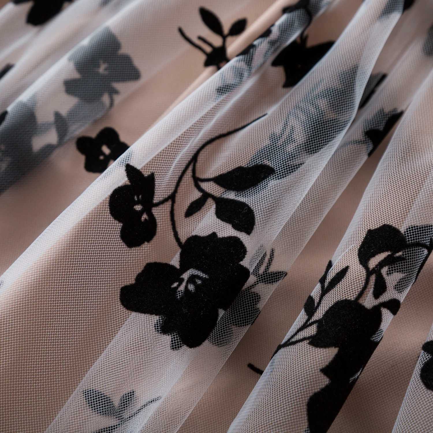 Black Rose Flower Dress for Girls from 3 to 8 Years Summer Casual Girl Clothes with Ruffles Tulle Elegant Princess Birthday Party Dress W250811