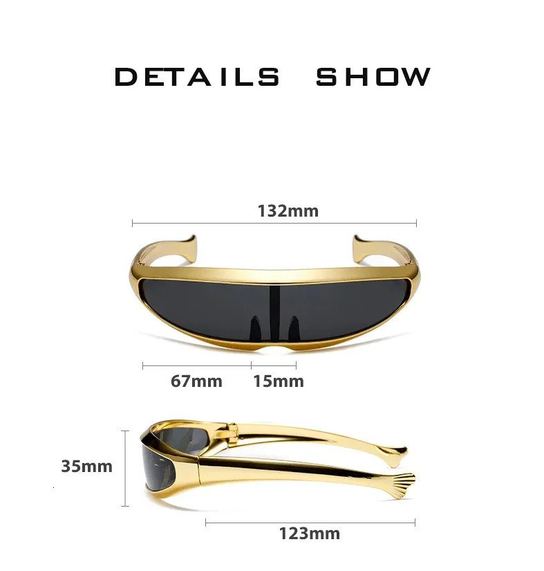 Futuristic One-piece Mirror Personalized Electroplated Sunglasse Men Y2K Steampunk Goggles Rave Party Glasses UV400 250805
