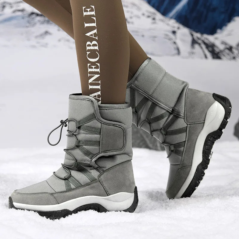 Mens Winter Shoes Waterproof Mens Boots Warm Plush Couple Snow Boots Outdoor Non-slip Hiking Boots Men Work Ankle Boots 250805