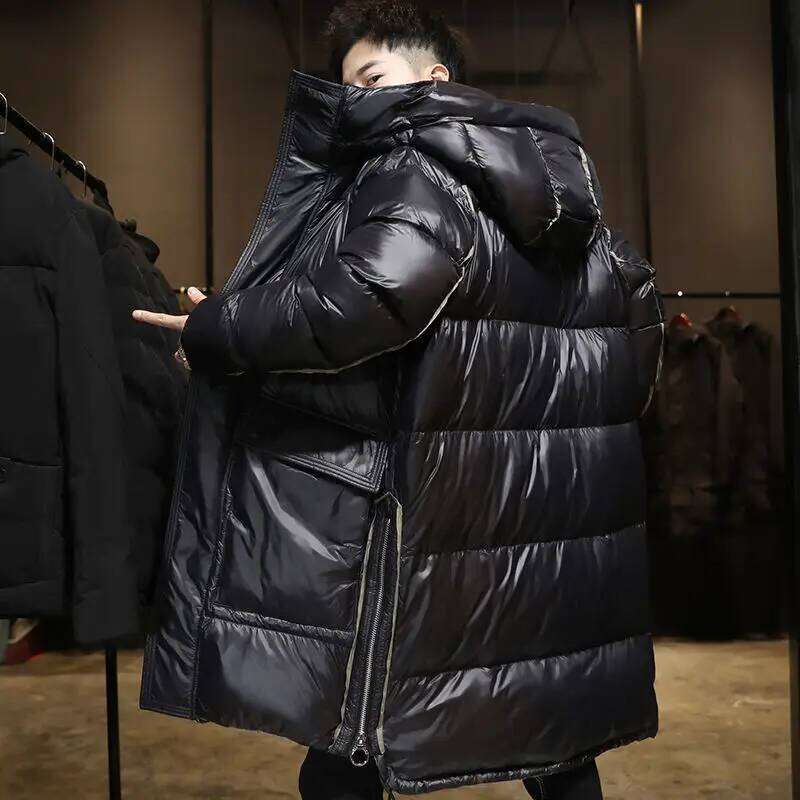 Hooded High Quality Mid To Length Winter Long Puffer Jacket Man Brand Casual Down Coat Men And Women