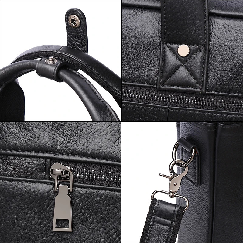 SCHLATUM Genuine Leather Bussiness Briefcases Black for Men handbags Laptop Briefcase Bags 16 inch Office Computer bag 250804