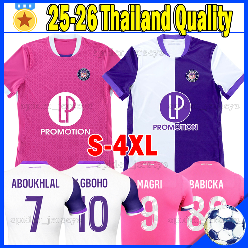 XXXL 4XL 25 26 Club Toulouse Soccer Jerseys Y.GBOHO ABOUKHLAL EDJOUMA MAGRI BABICKA Football Shirts 2025 2026 CASSERES JR. SIERRO SCHMIDT DONNUM Men Uniforms Kids Kits