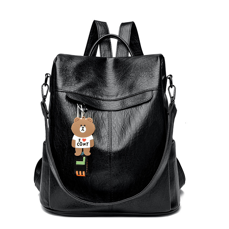 Anti-theft Women 2025 New PU Soft Leather School Bag Fashion Casual Large Capacity Travel Multi-use Backpack ddmymoon