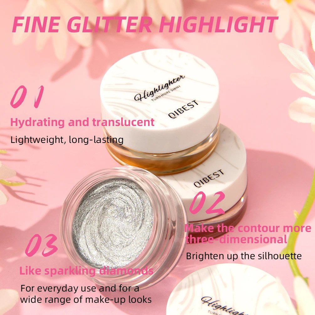 QI Shimmer Glitter Highlighter Cream Eye Shadow Silkworm Gold Face Contour Bronzer Brighten Body Highlight Iluminador Makeup 250811