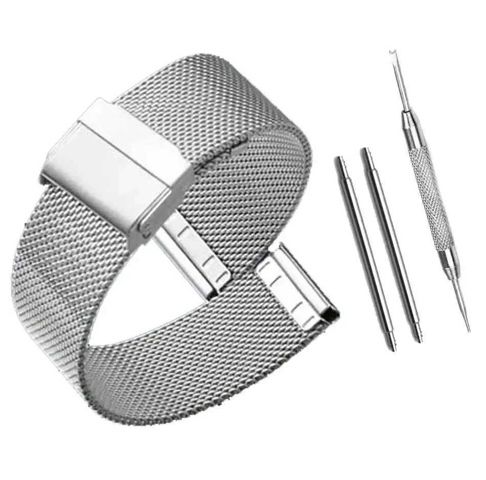 Milanese Watch Band 12mm 14mm 16mm 18mm 20mm 22mm 24mm Universal Stainless Steel Metal Watch Band Strap Bracelet Black Rose Gold W250811