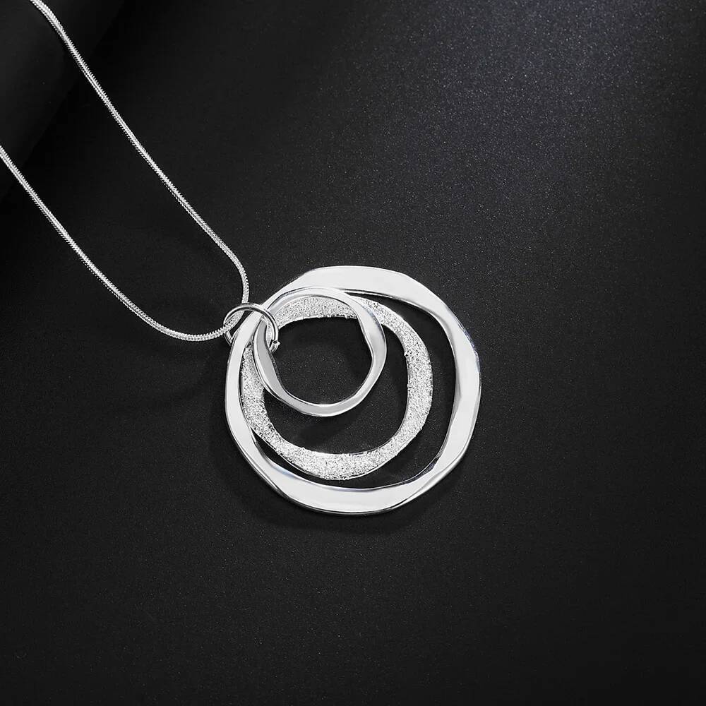 40-75cm Fine Brand Sterling Sier Necklace For Women Wedding Jewelry Bohemia Circle Pendants Chain Neckalce