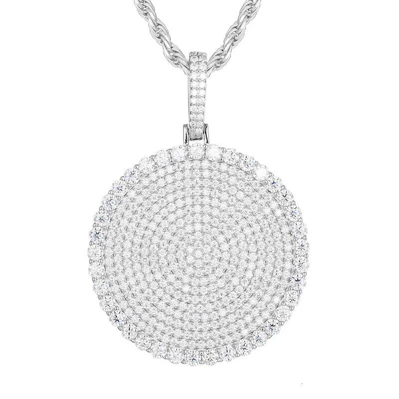 Moissanite S925 Sterling Silver Bling Ice Out Round Pendants Necklace for Men HIP Hop luxurious Rapper Jewelry Gold Silver Color