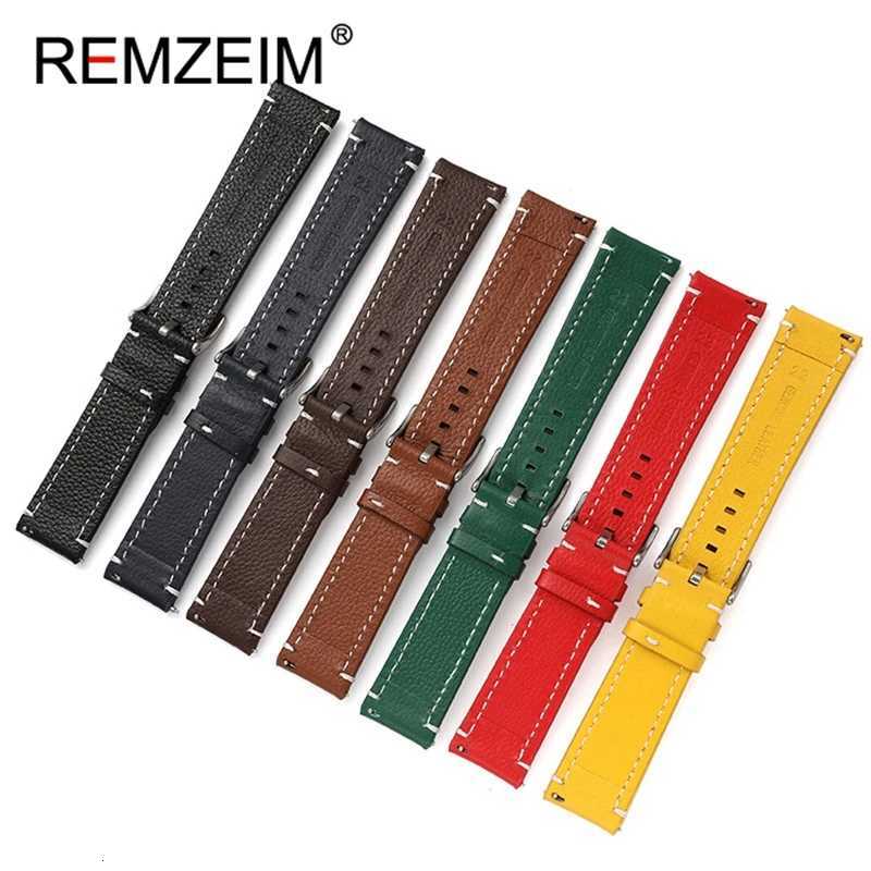 Double-sided Leather 18mm 20mm 22mm 24mm Watchband Quick Release Watch Band Strap Men Women Yellow Red Black Watch Accessories W250811