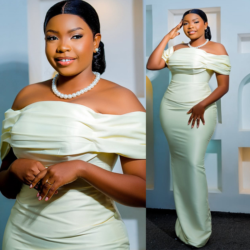 2025 Plus Size Simple Mermaid Wedding Dress Bridal Gowns for Bride Off Shoulder Floor Length Ruffles Wedding Gowns for Marriage D569