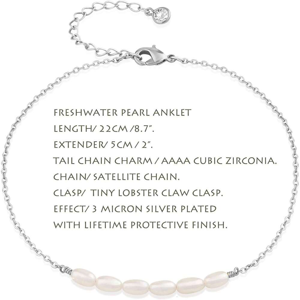 Freshwater Anklet,Sterling 14K Sier Filled Boho Pearl Dainty Handmade Beaded Cute Tiny Charm Beach Ankle Bracelet Foot Chain Anklet for Women