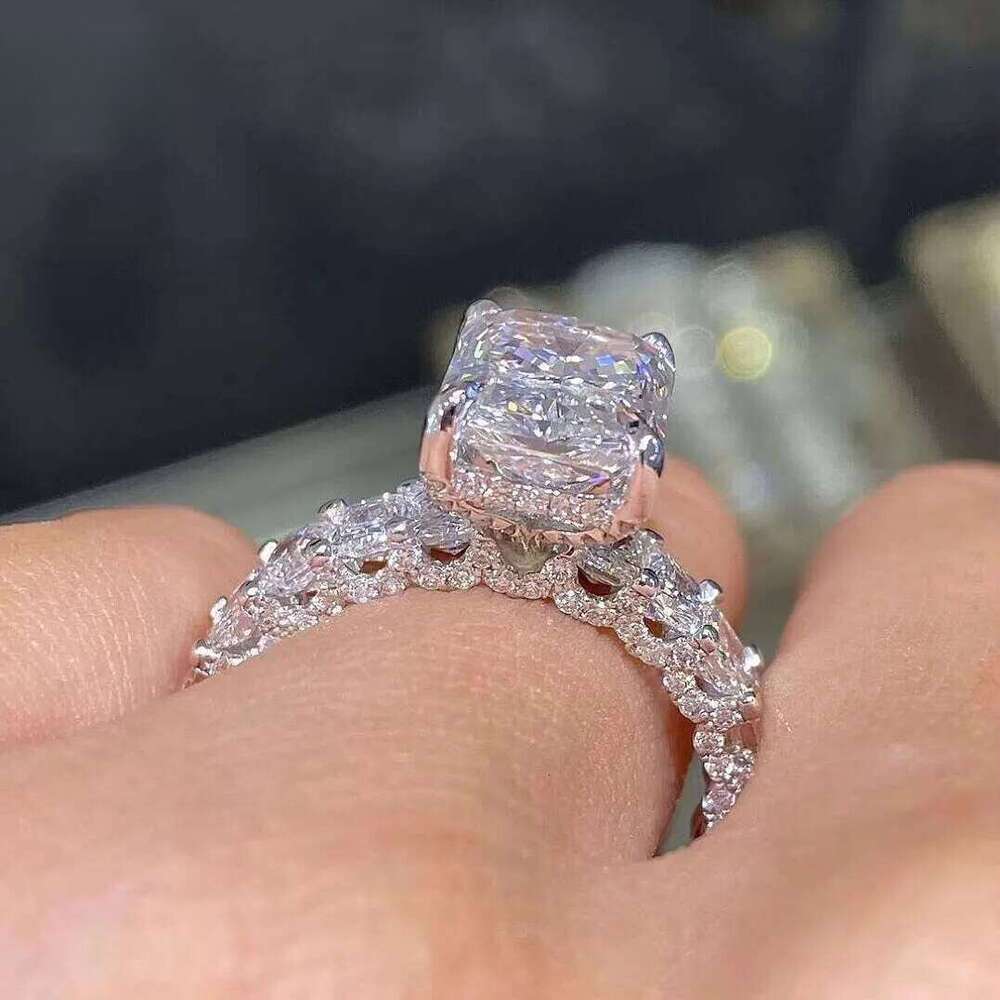 Wedding 2ct Moissanite Lab Grown Dia Baguette Emerald Cut Sterling 10k 14k Engagement Ring