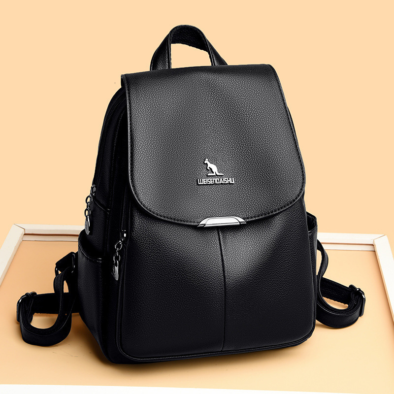 New PU Soft Leather for Women, Large Capacity Travel Bag, Simple Casual Backpack ddmymoon