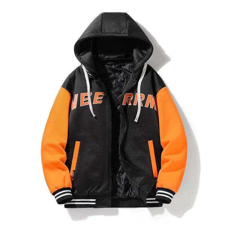 Baseball Hooded Thick Warm Cotton Padded Coat Casual Loose Fashion Winter Jacket Men Windbreakers Size L-Xxxl