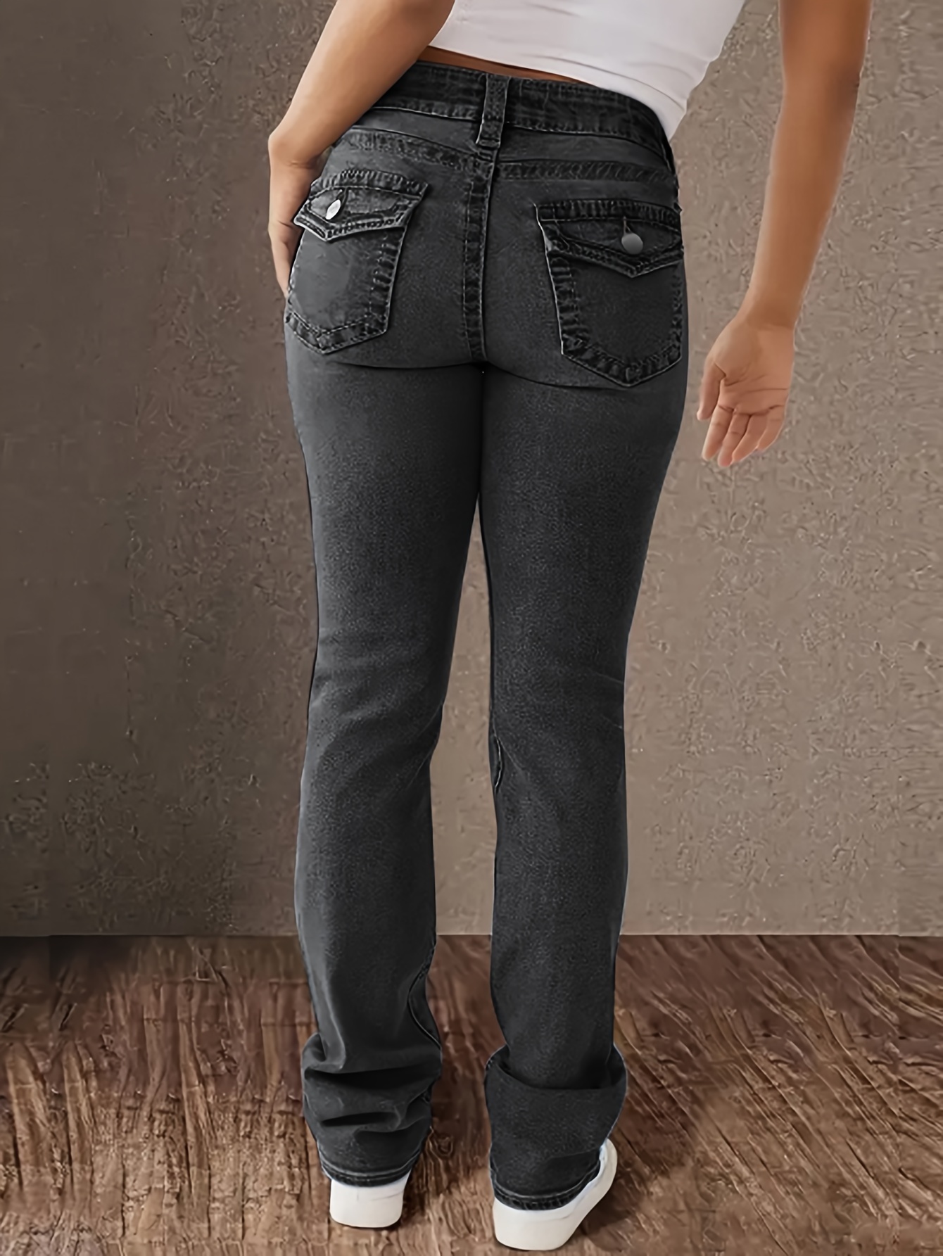 Women's Jeans Elegant High-Rise Jeanwear Featuring Reinforced Belt Loops Durable Stretch Fabric Ideal For Everyday Wear by Ladies