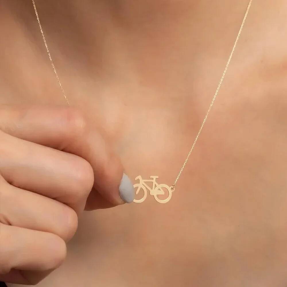 Stainless Steel For Women Man Classic Bicycle Gold Color Choker Pendant Necklace Engagement Jewelry Wholsale Dropshiper Jewelry for Women