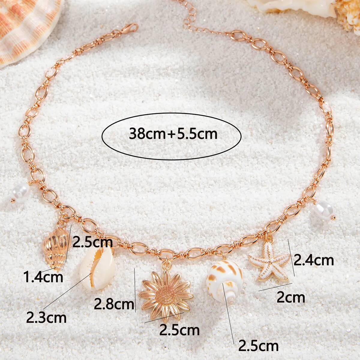 Kpop Boho Starfish Scallops Pendant Choker Necklace for Women Elegant Tassel Chain Suower Aesthetic Wed Beach Pearl Jewelry